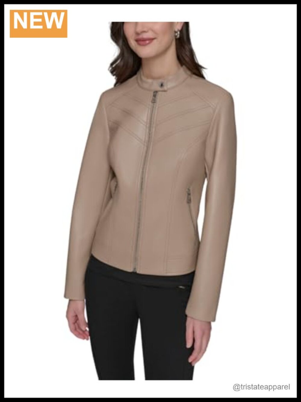 Karl Lagerfeld Faux Leather Zip Front Jacket